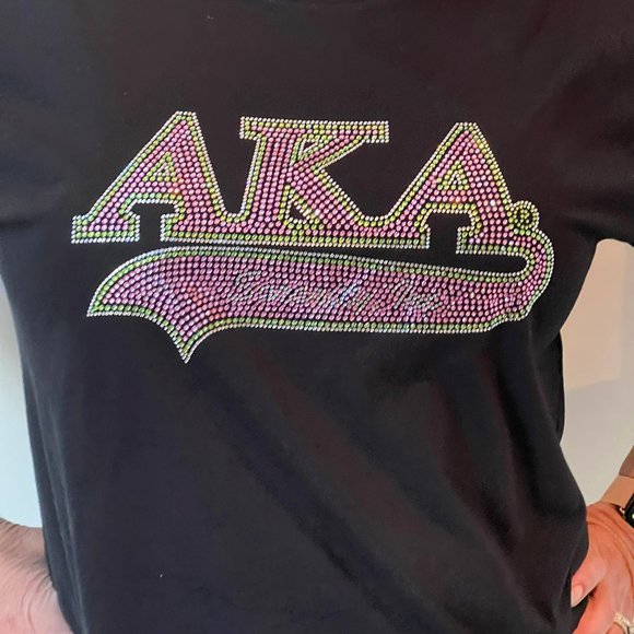 Alpha Kappa Alpha Tail Rhinestone Bling T-Shirt - Picture 1 of 2